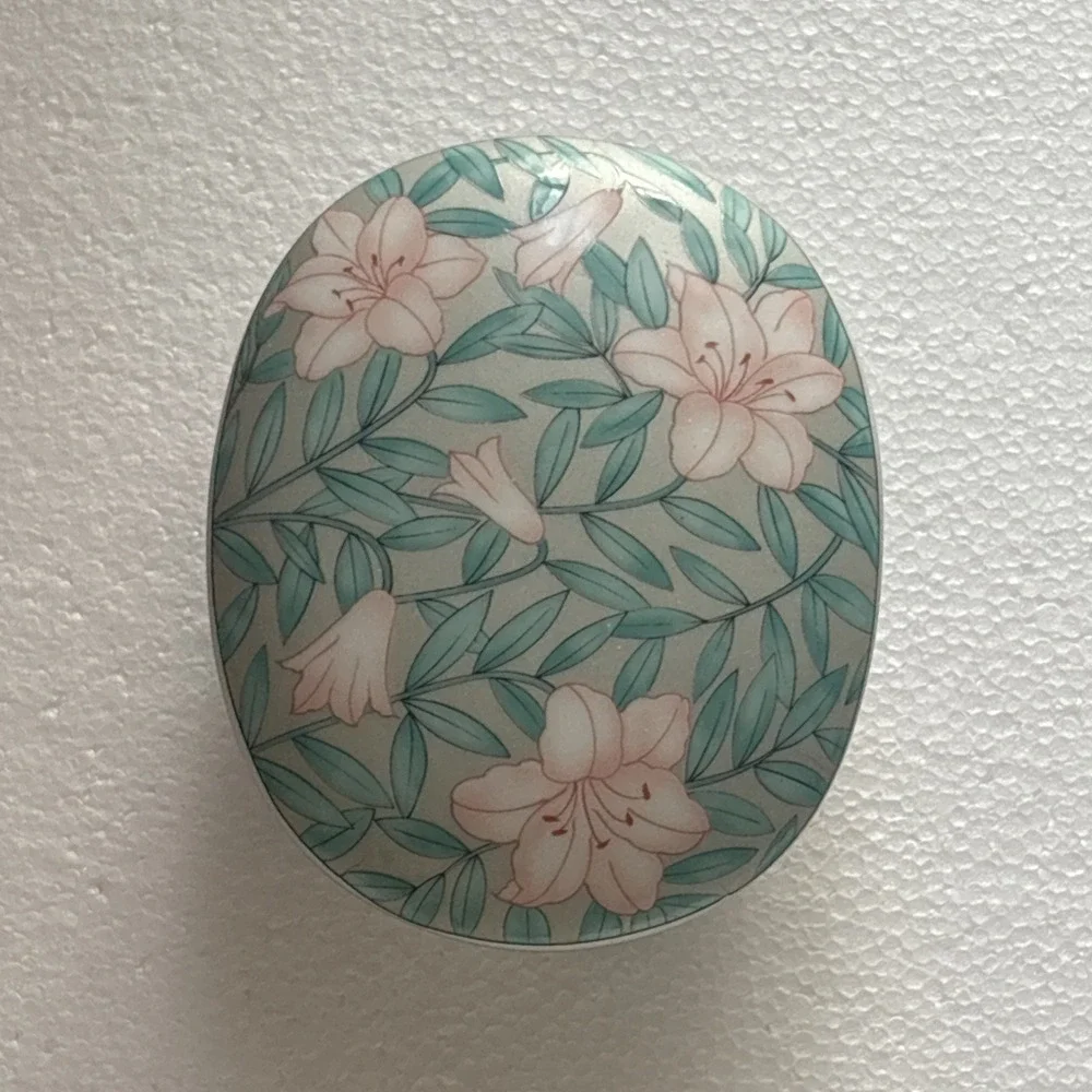 Serenade Otagiri Vintage Japan Oval Porcelain Trinket Box with Lid‎